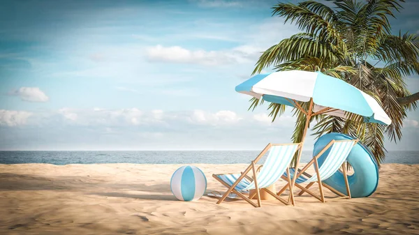 Ілюстрація Вид Пляж Літні Канікули Концепція — стокове фото
