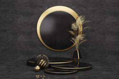 3D illustration rendering. marble pedestal for display, pedestal or platform, Blank product stand.