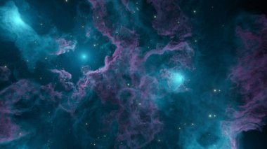 Gezegen nebulası. Dış uzayda, galakside nebula. Neon. Güzel uzay neonu soyut arkaplanı. 3B illüstrasyon