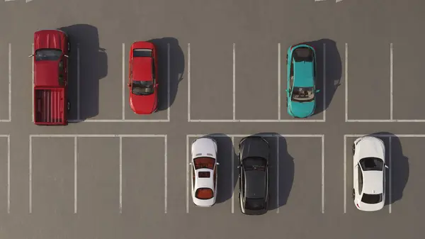 3D illustration Rendering. Empty parking lots, aerial view.