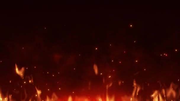 Φωτιές Καίγονται Φόντο Κίνησης Απόδοση Animation Βρόχος Χωρίς Ραφή — Αρχείο Βίντεο