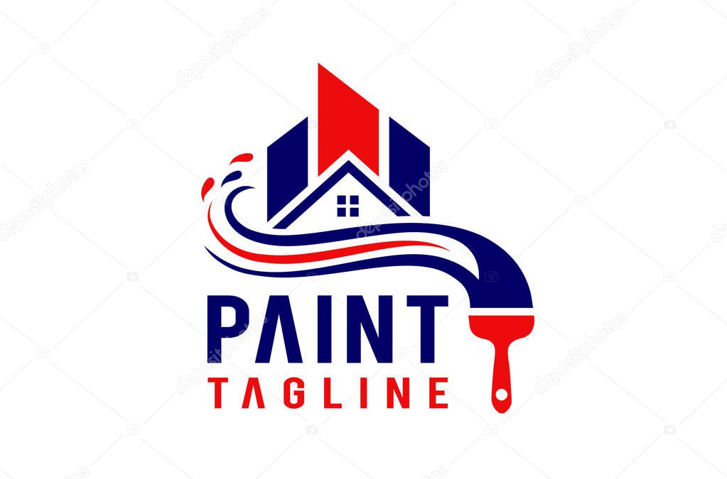 Painting logo, house painting logo, residential painting logo, real estate property and roofing business service, construction logo design Vector Icon Symbol Silhouette paint brush Illustration brand