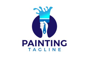 Yaratıcı Fırça Logosu Tasarımı, Boyama Logosu, Boyacı Tamircisi Logosu, Boyama Servisi Vektör Kaplaması, Ev Yenileme, İnşaat için Boya Logosu Tasarımı