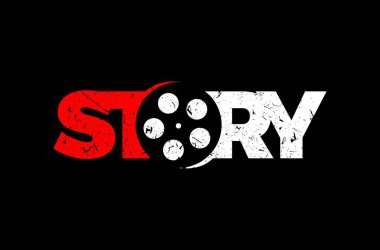 Film Film Hikayesi Logosu Tasarımı, Film Yapım Logosu Tasarımı, Film Yapım Logosu Tasarımı, Film makarası vektörü, sinema logosu, Yapım evi logosu soyut film şeridi, Vector Simgesi Silüet İllüstrasyon marka işareti