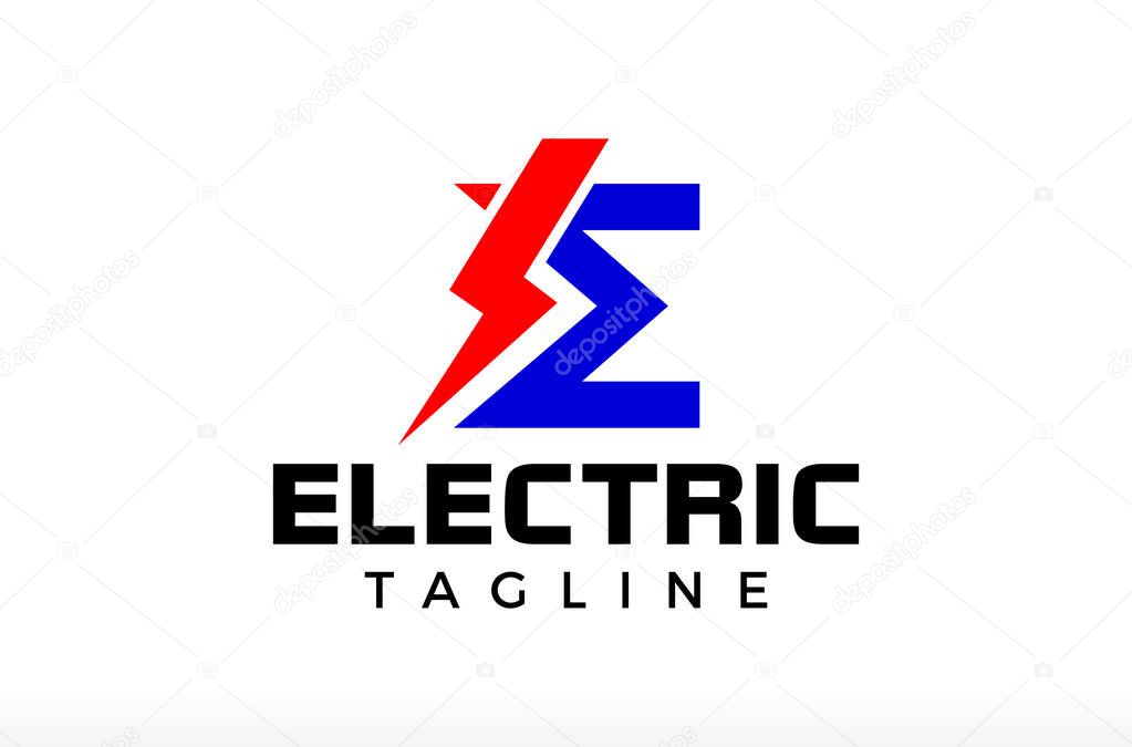 Modern Letter E Electric Logo Design, spark logo, lightning logo, electronics logo, bolt logo, creative stylish electric contractor Vector Icon Symbol Silhouette Illustration brand business company