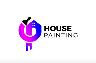 Dijital Boyama Evi Boya Logosu Tasarımı, P harfi logosu, P harfi ev içi dijital renk boyası logosu tasarımı, ev renkleri Vektör Simgesi Simgesi İllüstrasyon marka şirketi