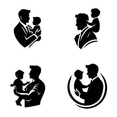 Siyah bir baba ve çocuğunun silueti..