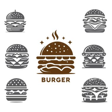 Beyaz arka planda restoran için burger simgesi silueti