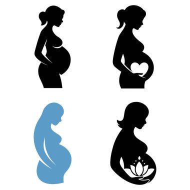 hamile kadın silueti vektörü ayarlandı