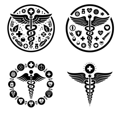 Caduceus sağlık siluetleri vektörü