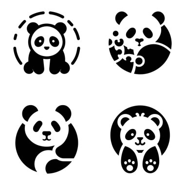 minimal panda vektör siluetleri