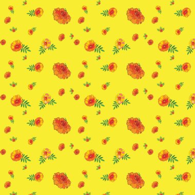 Soyut çiçek desensiz desen tasarımı (Sarı)