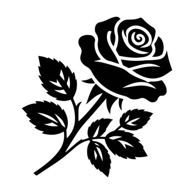 Beyaz arkaplan ile gül siluet simgesi