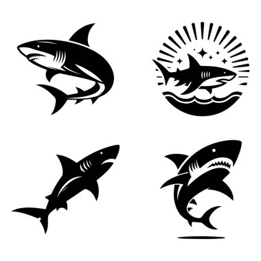 Beyaz arkaplan ile köpekbalığı silueti simgesi