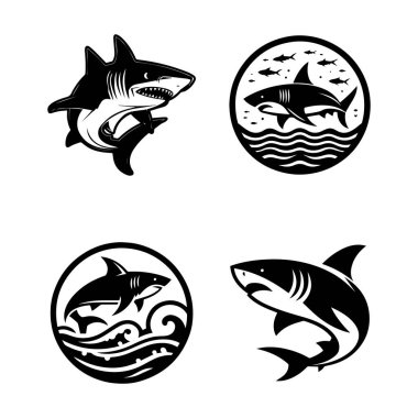 Beyaz arkaplan ile köpekbalığı silueti simgesi