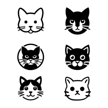 Beyaz arkaplan ile Cate yüz siluet simgesi