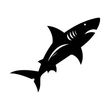 Beyaz arkaplan ile köpekbalığı silueti simgesi