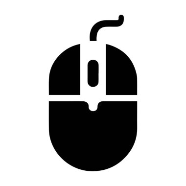 Beyaz arkaplanı olan bir bilgisayar fare silueti simgesi