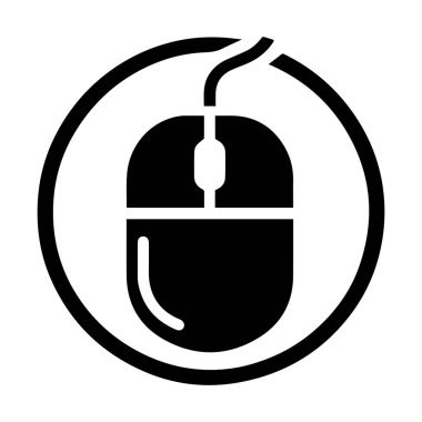 Beyaz arkaplanı olan bir bilgisayar fare silueti simgesi