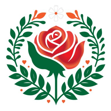 Gül vektör çizimi, kabartma. Kırmızı çiçekler