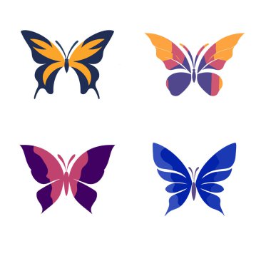 Kelebek silueti beyaz arka planda izole edilmiş