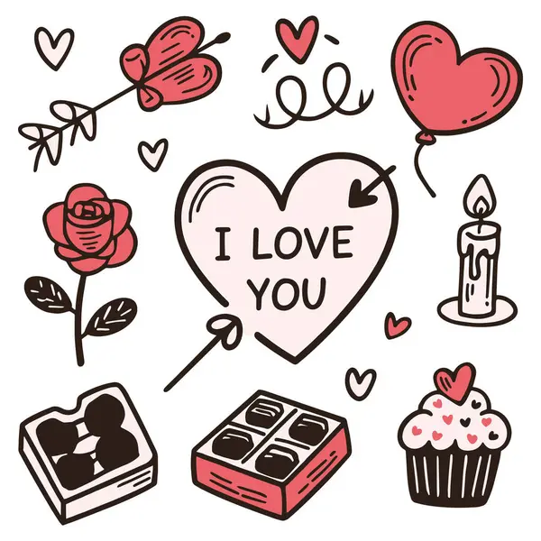 Sevgililer Günü için kalp ve tasarım öğeleri