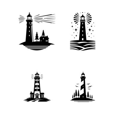 Deniz feneri logo şablonu tasarımı EPS
