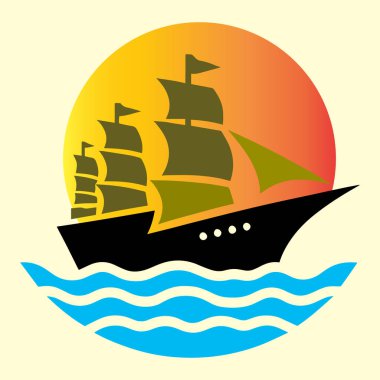 Gemi ve deniz teknesi siyah siluet çizimi