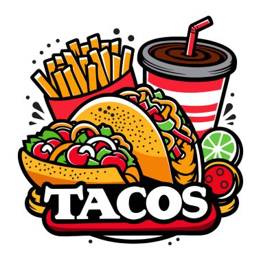 Tacos Meksika fast food vektör silueti