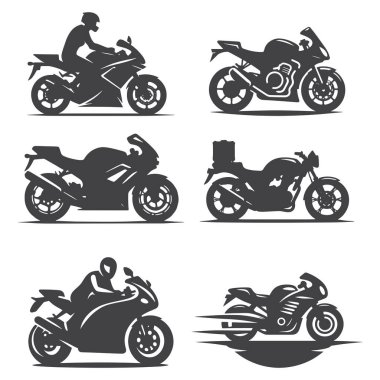 Motosiklet silueti vektör logosu simgesi. Motosiklet Silueti vektör logo simgesi