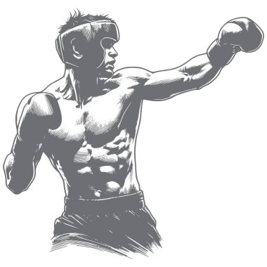 Bir boksör silueti vektör çizim sanatı. Bir boksör silueti vektör çizim sanatı.