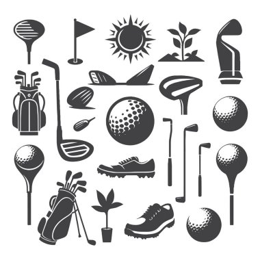 golf elementleri siluet vektörü