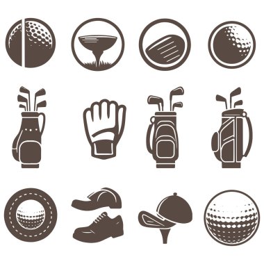 golf elementleri siluet vektörü