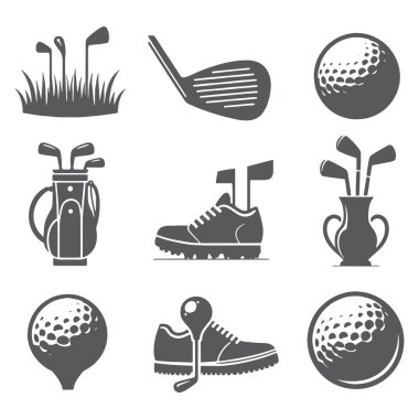 golf elementleri siluet vektörü