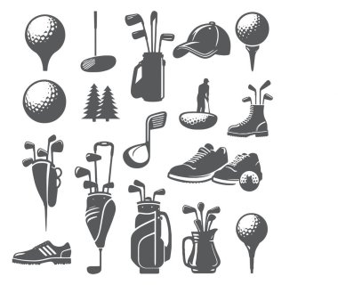 golf elementleri siluet vektörü