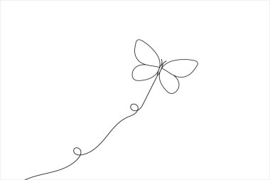 Minimalist kelebek çizgisi sanat basit vektör ana hatları çizim tasarımı