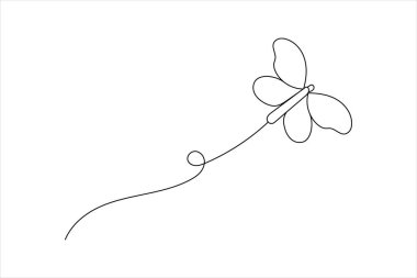Minimalist kelebek çizgisi sanat basit vektör ana hatları çizim tasarımı