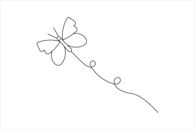 Minimalist kelebek çizgisi sanat basit vektör ana hatları çizim tasarımı