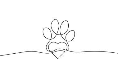 Kalp şeklinde bir köpek pençesi çizimi.
