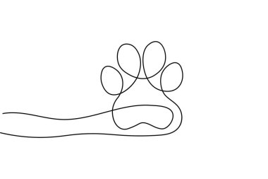 Köpek pençeli hayvan patisinin tek çizgi çizimi