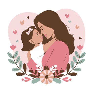 Anne ve kızı, vektör illüstrasyon