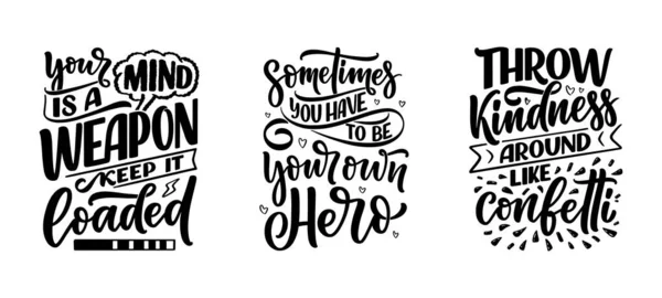 Set Hand Drawn Motivation Lettering Quotes Modern Calligraphy Style Inspiration — Stock vektor
