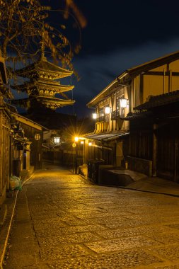 The five-story pagoda of Hokan-ji Temple and the townscape of Ya clipart