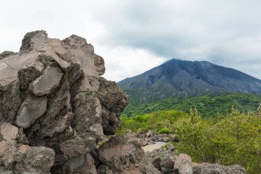 Arimura Lava Observatory in Sakurajima, Osumi Peninsula, Kagoshima Prefecture, Japan clipart