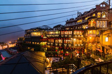 The night townscape of Jiufen, Taiwan clipart