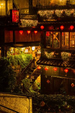 The night townscape of Jiufen, Taiwan clipart