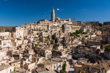 Matera, İtalya 'daki mağara evleri ve Matera Katedrali