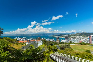 Wellington, Yeni Zelanda 'daki teleferiğin Kelburn Gözlemevinden görüntü