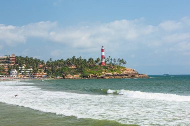 Kovalam, Hindistan 'daki plajlar ve deniz fenerleri.