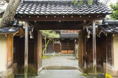 Oyaya, Nagamachi, Kanazawa City, Ishikawa Bölgesi, Japonya 'daki bir samuray konutunun kalıntıları.